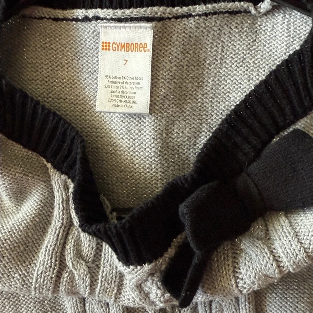 Gymboree girls 7 sparkle silver and black party Sweater Dress